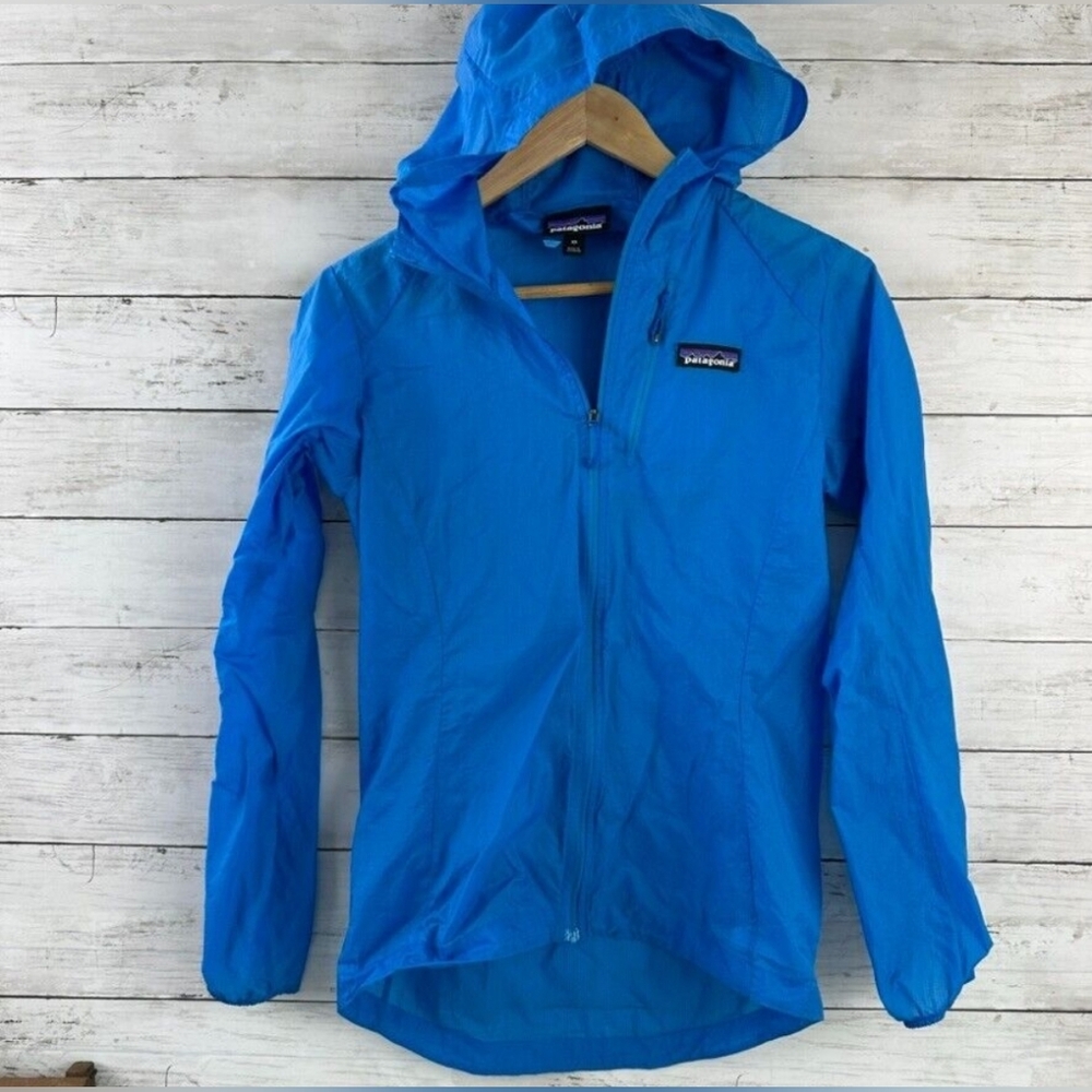 Patagonia Houdini Vessel Blue Nylon Full Zip Hooded Rain Jacket Coat Size S